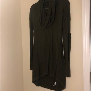 Long army green cowl neck top